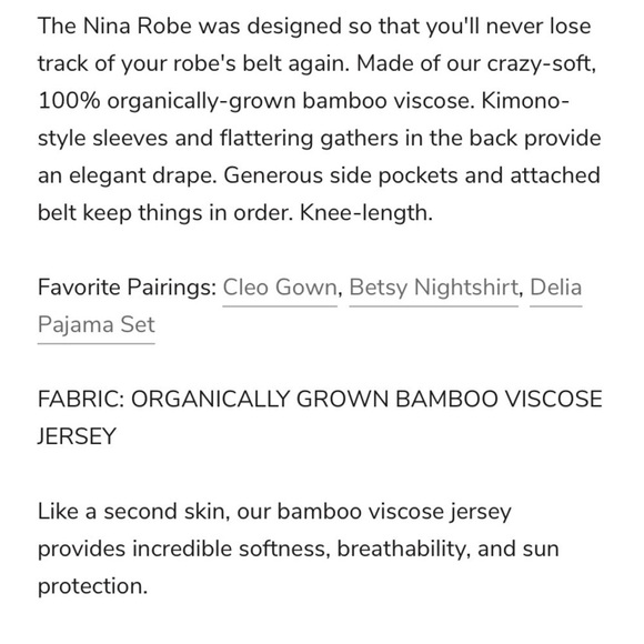 YALA NINA ELBOW SLEEVE BELTED BAMBOO ROBE S/M - Picture 2 of 5